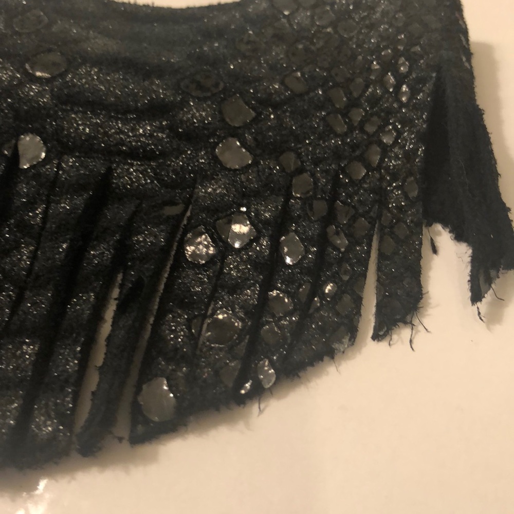 Dark mermaid leather fringe choker - Picture 4 of 10